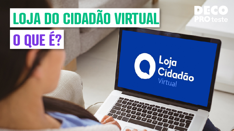 mulher a olhar para ecrão de portátil com loja do cidadão virtual